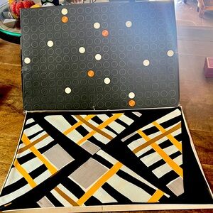 VINTAGE New in Box~VERA~ Placemats/Napkin Set Streamer Plaid Gold= 02 no:11783